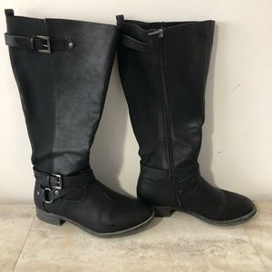 Tall black boots. Wide calf.